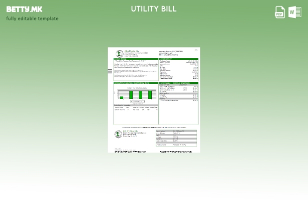 Модерен стил шаблон за комунални сметки за градот Фостер Сити во САД